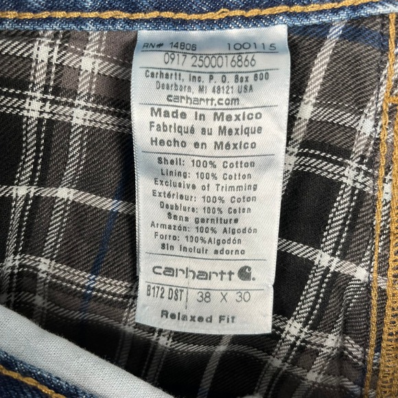 Carhartt Relaxed Fit Straight Leg Denim Jeans Mens Blue Size 36x30 B172 DST - Picture 3 of 12